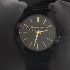 Michael Kors Women's, Black & Gold, Slim Runway Watch